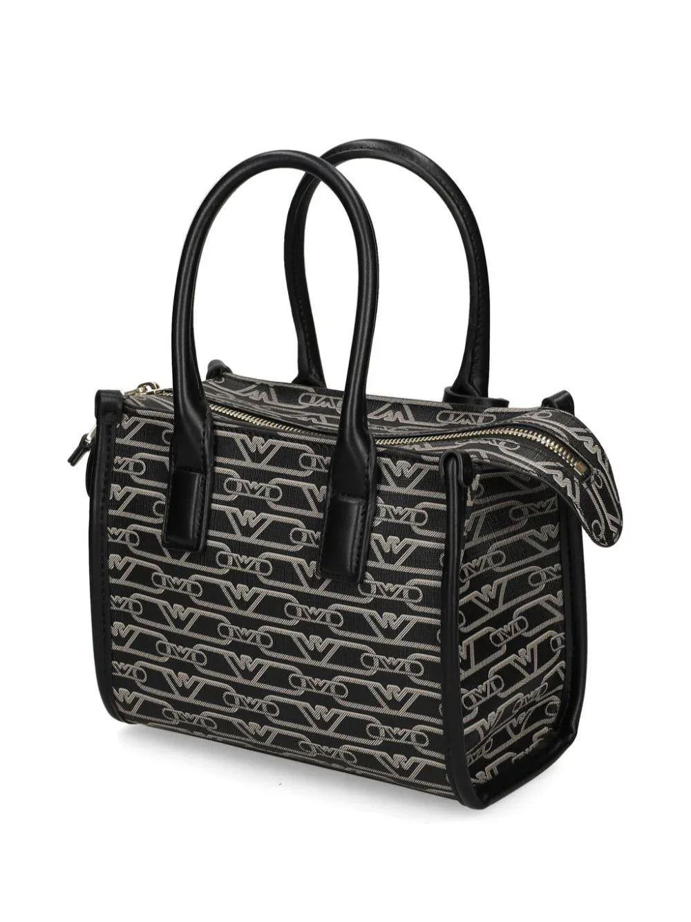 Borsa mini logo all-over nera - Preludio Moda