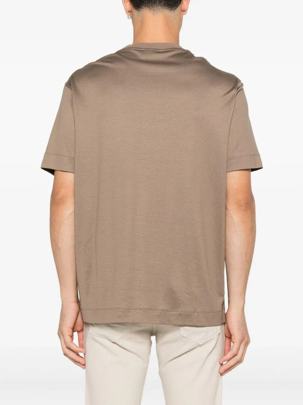 T-shirt marrone con logo ricamato - Preludio Moda