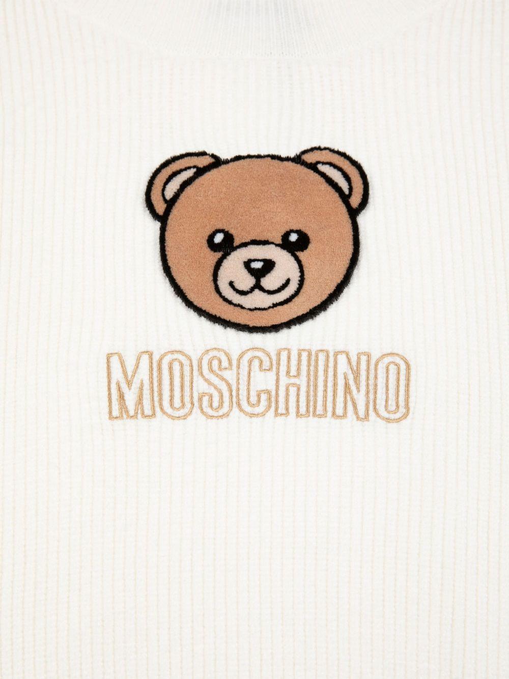 Maglione panna con motivo Teddy Bear HDW02ALHE77 10063 MOSCHINO KIDS