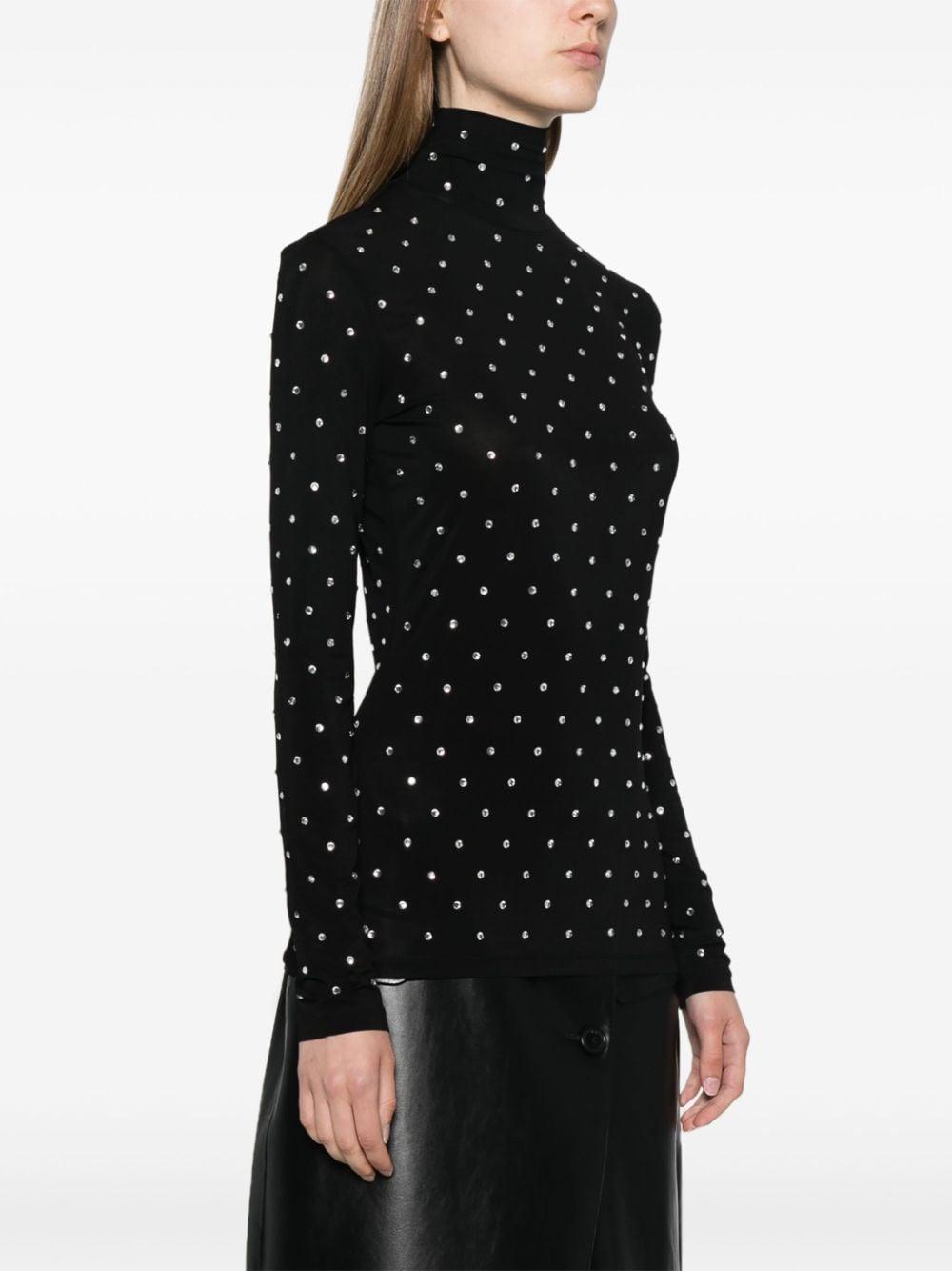 Maglia seconda pelle con strass nera