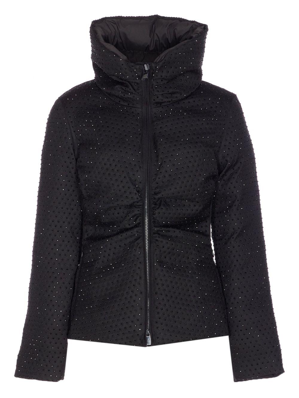 Giacca nera con collo alto e decorazione con strass 106014A2ZF Z99 PINKO
