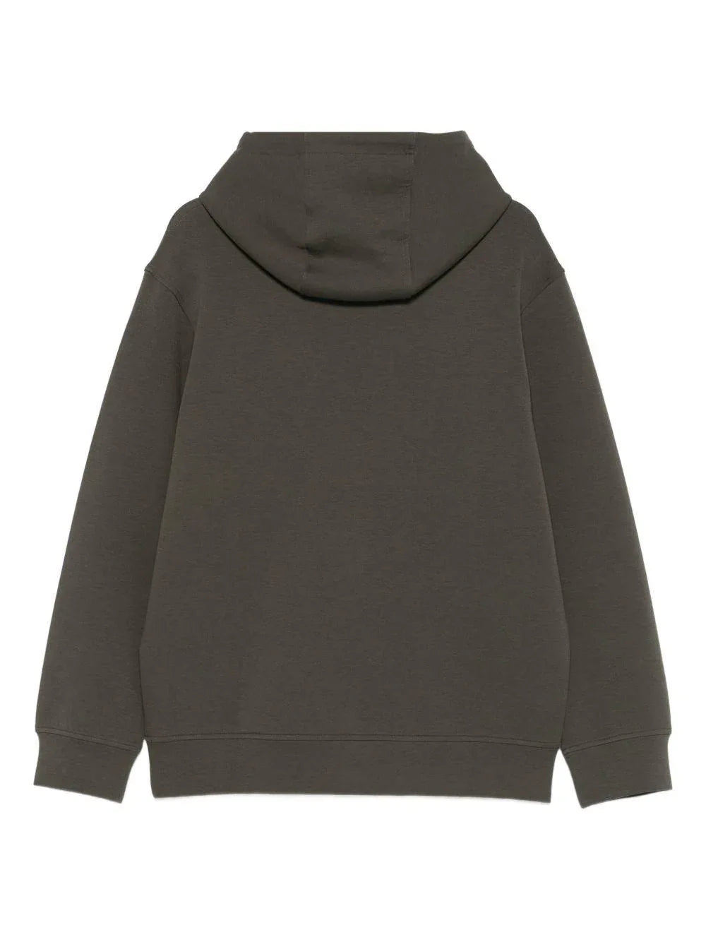 Felpa verde con logo appliqué e cappuccio - Preludio Moda