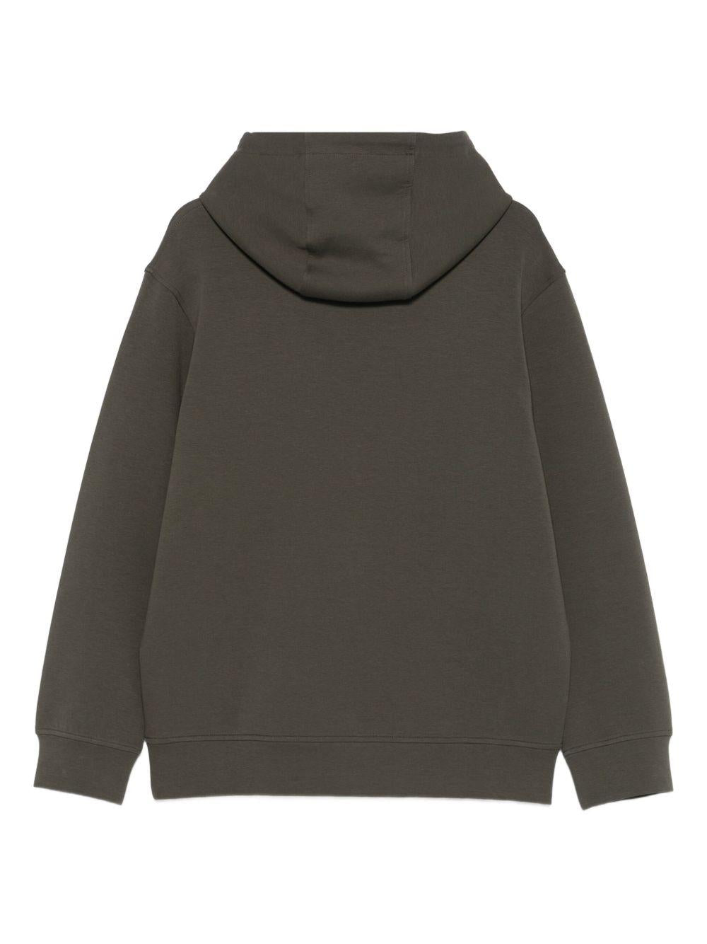 Felpa verde con logo appliqué e cappuccio EM003587AF10013 U8120 EMPORIO ARMANI