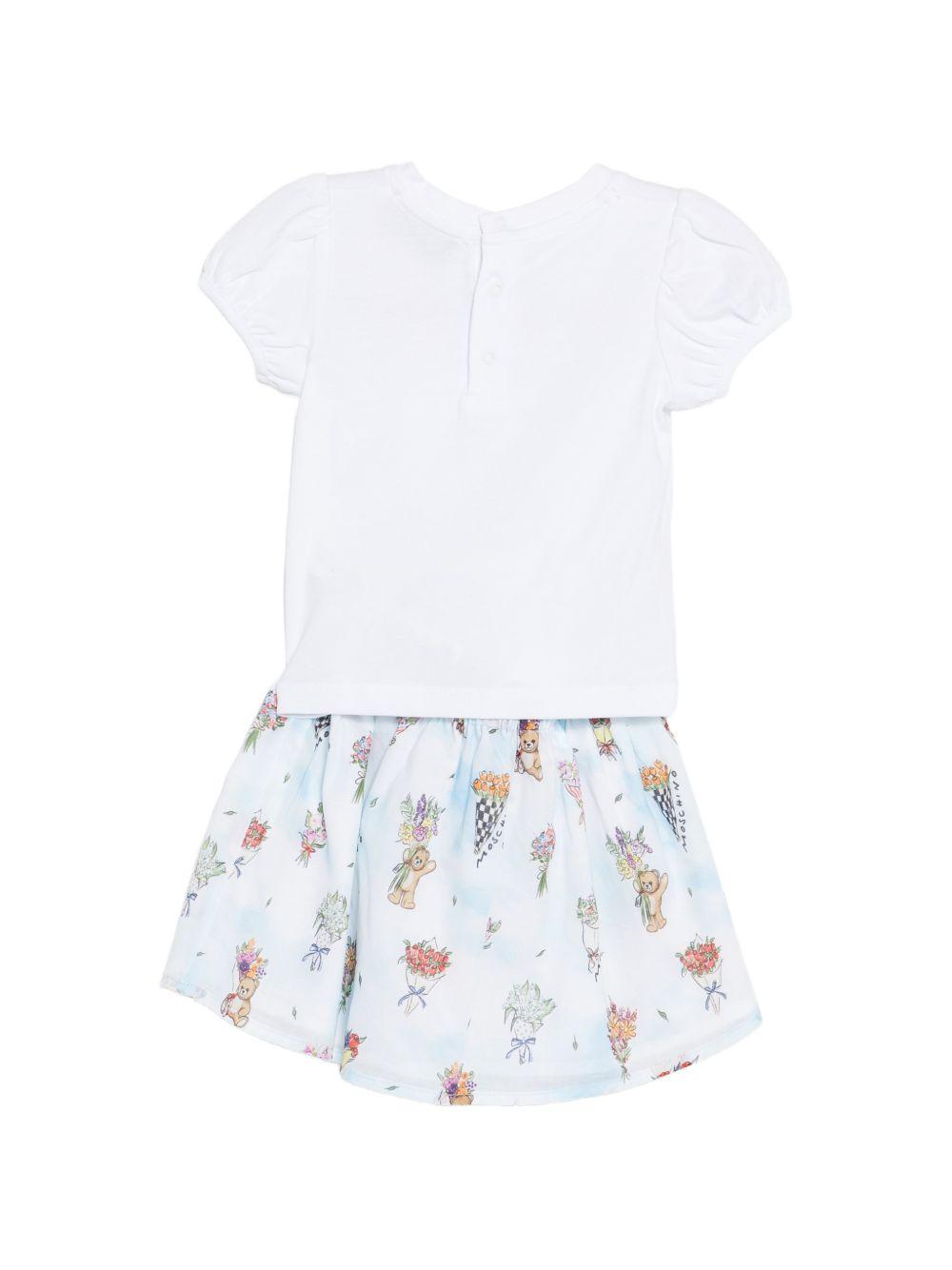 Completo t-shirt e shorts con stampa floreale MDG01RL1B13 83281 MOSCHINO KIDS