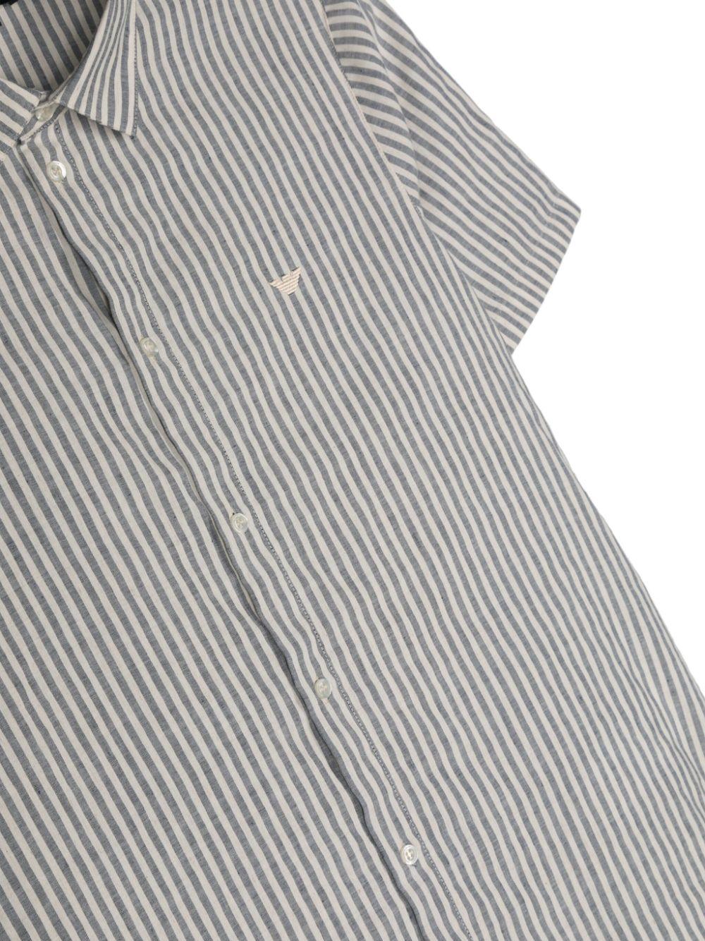 Camicia a righe bianco/ blu misto lino 3D4CJF4N8KZ F147 EMPORIO ARMANI KIDS