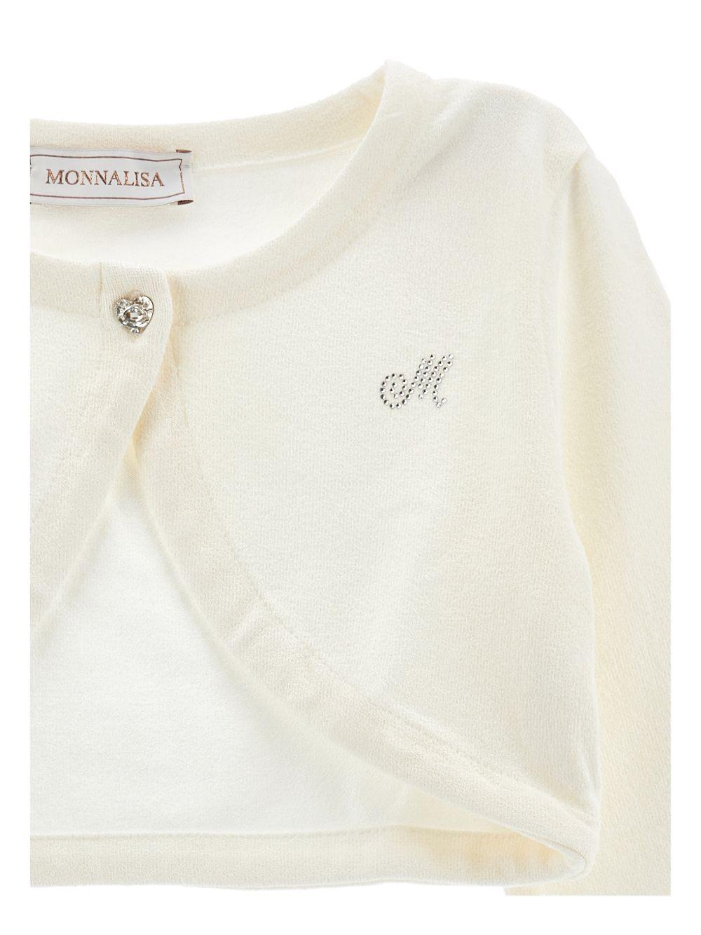 Cardigan panna con bottone gioiello 17G8027204 0001 MONNALISA KIDS