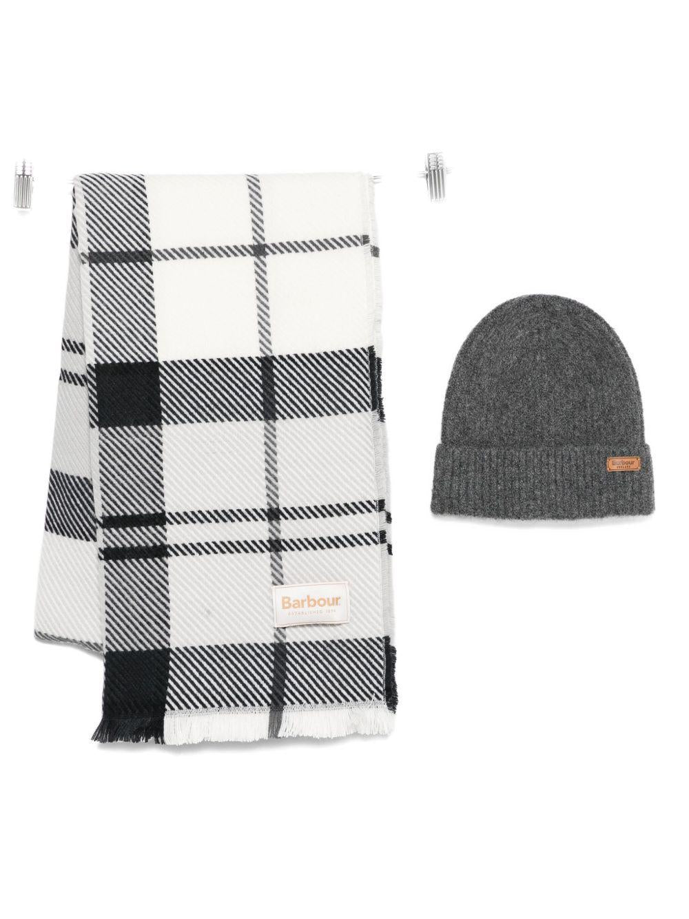 Set Sciarpa e Berretto Grigio con Motivo Tartan e Logo LGS0054 GY31 BARBOUR