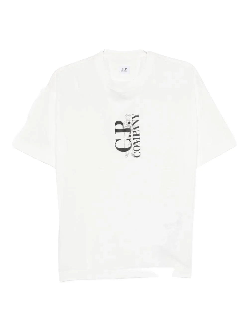 T-shirt Bianca Girocollo con Logo Stampato - Preludio Moda