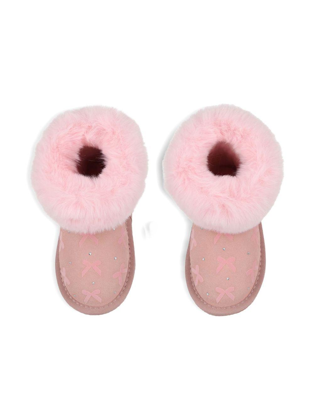 Stivali con Fiocco e Finiture in Pelliccia 83F0006702 091C MONNALISA KIDS