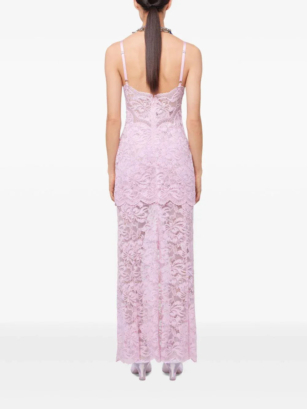 Abito rosa in pizzo ricamato - Preludio Moda