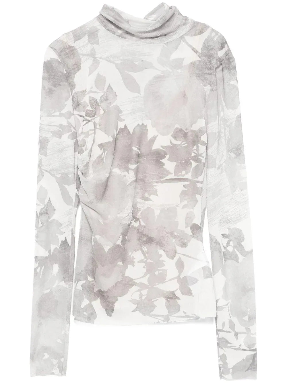 Maglia semitrasparente grigia con fantasia floreale - Preludio Moda