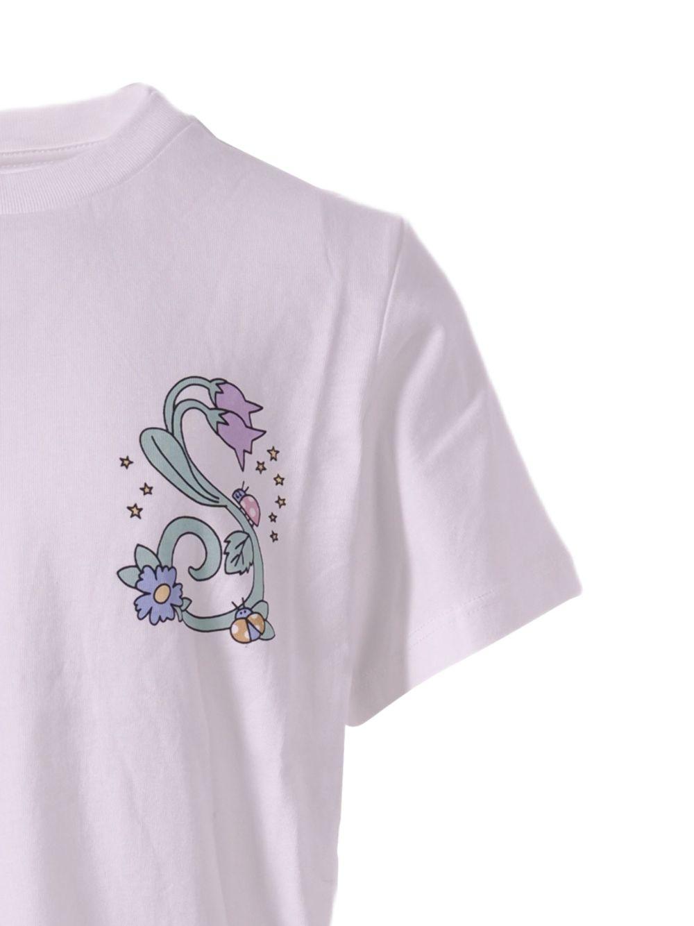 T-shirt in cotone con stampa laterale TY8A21Z0434 101 STELLA MCCARTNEY KIDS