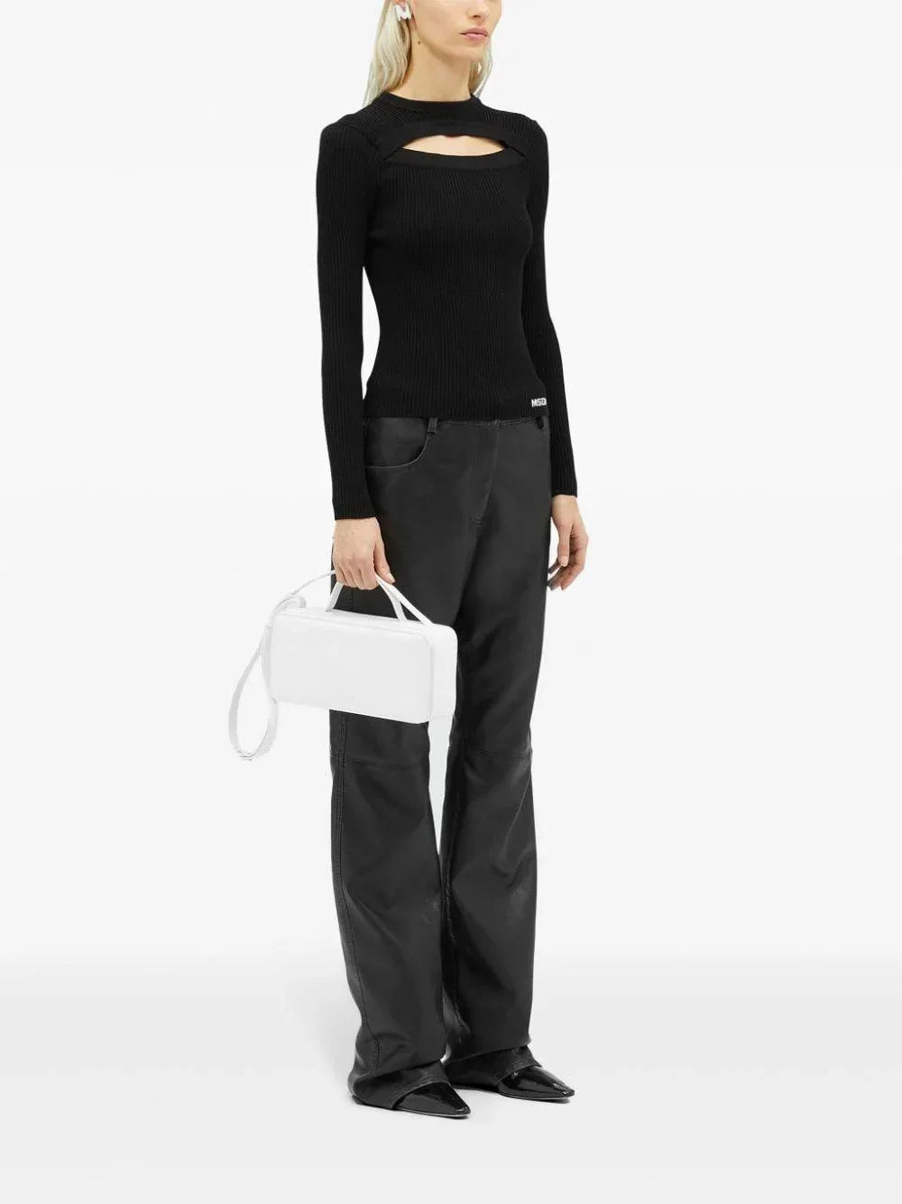 Pantalone nero dritto in pelle - Preludio Moda