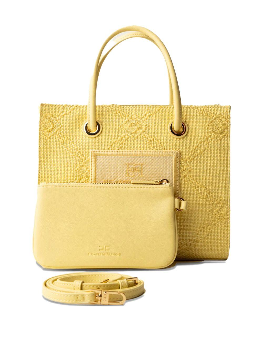 Tote piccola in rafia jacquard lemonade<BR/> BS83A52E2 DC7 ELISABETTA FRANCHI