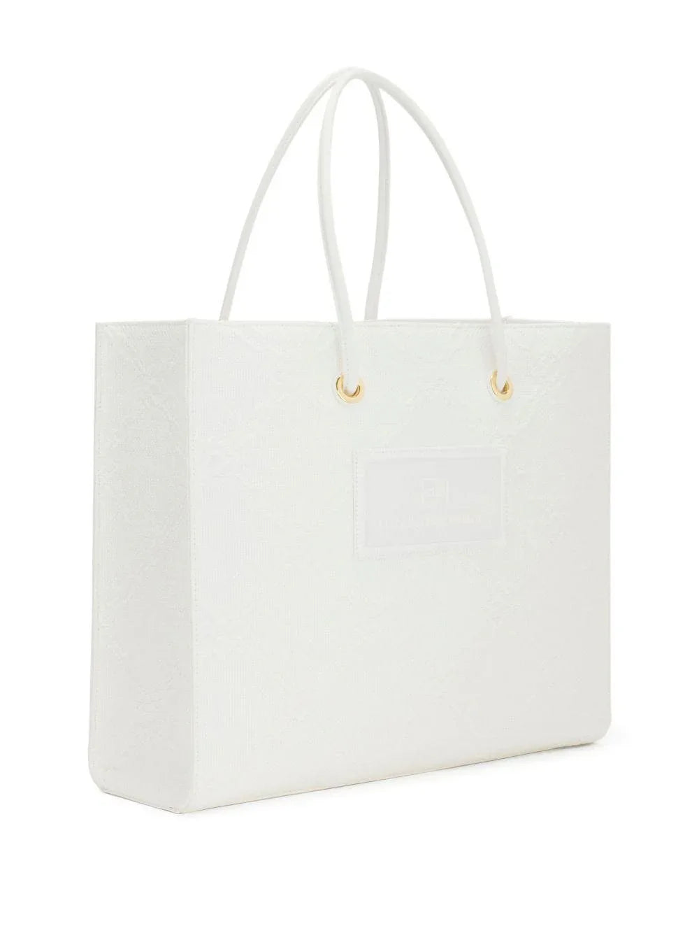 Tote grande in rafia jacquard avorio - Preludio Moda