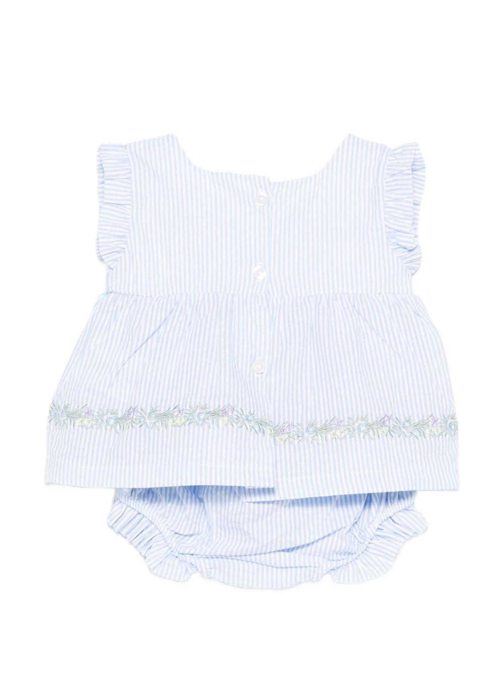 Completo abito e culotte in cotone a righe E26475 AZZURRO NANAN KIDS