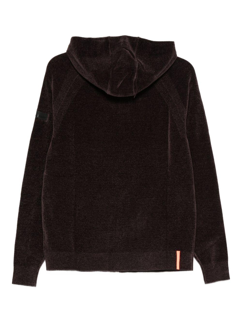 Maglione bordeaux con zip e cappuccio W25136 73 RRD