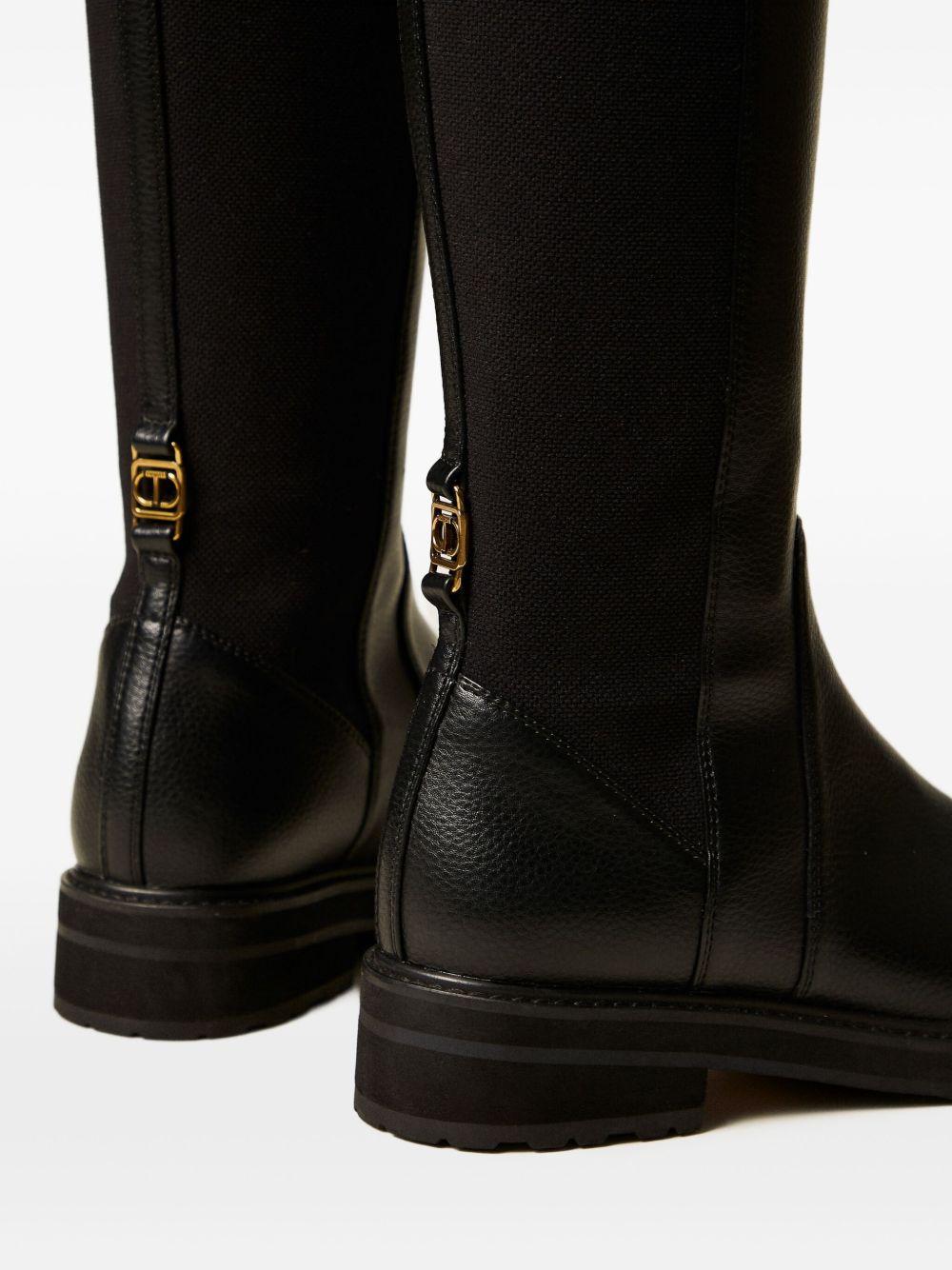 Stivali neri con retro elasticizzato e punta tonda 252TGT120 00006 TWINSET