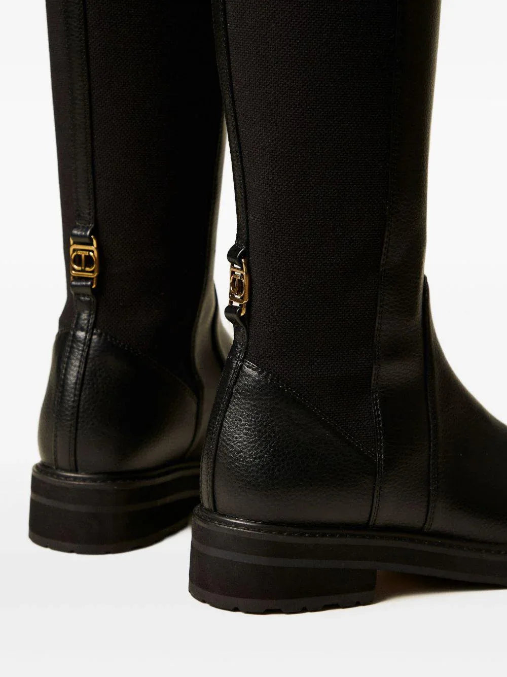 Stivali neri con retro elasticizzato e punta tonda - Preludio Moda