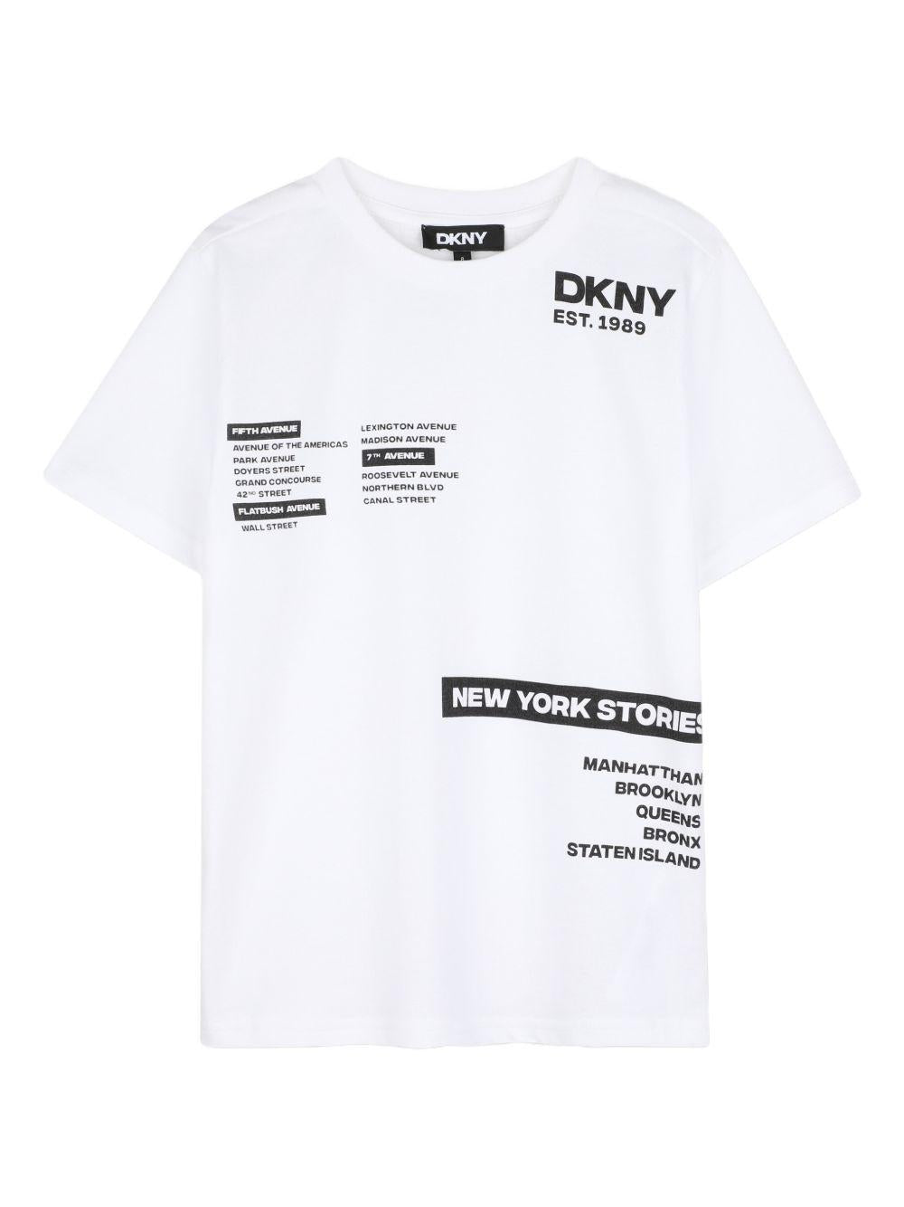 Set t-shirt e bermuda in cotone e poliestere D62521 20P DKNY KIDS