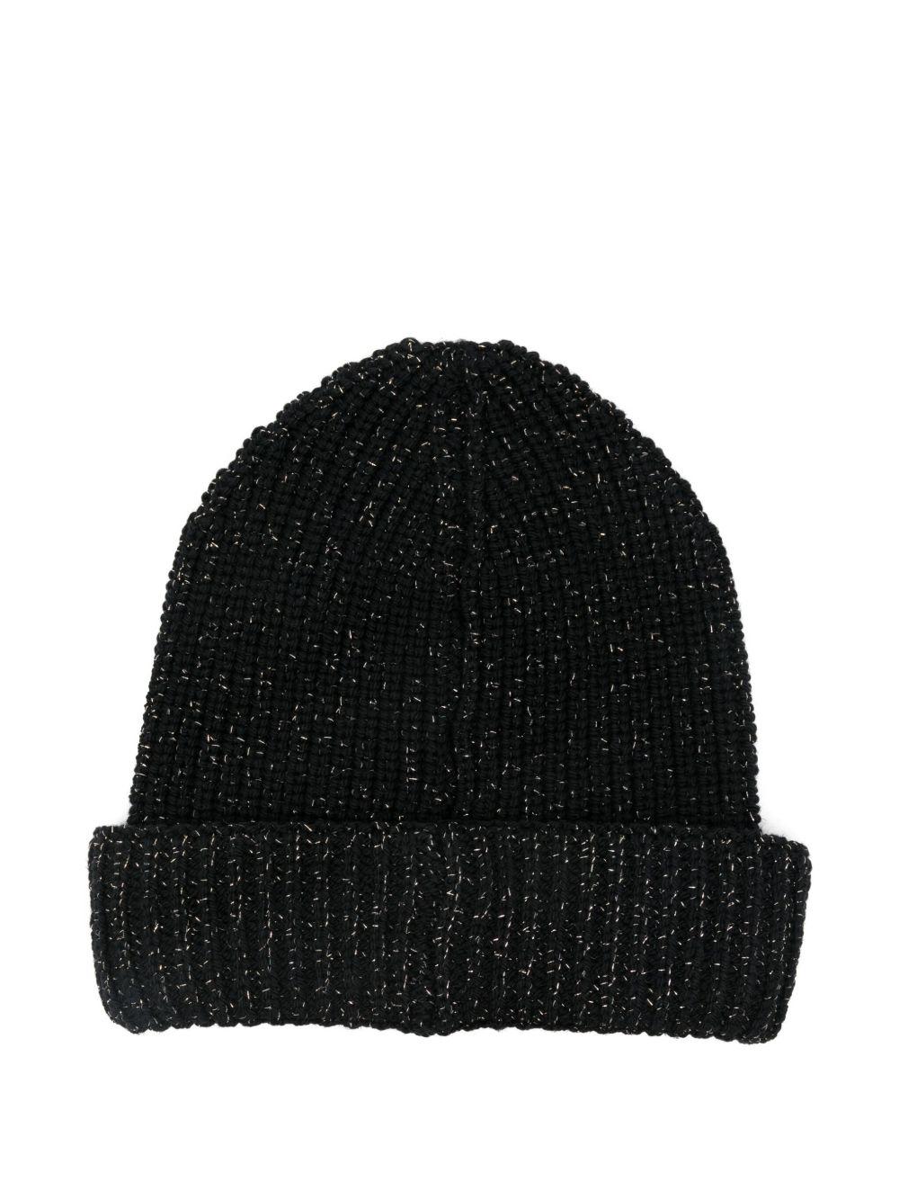 Berretto nero a coste con logo K29543B00021M8258 999 MONCLER KIDS