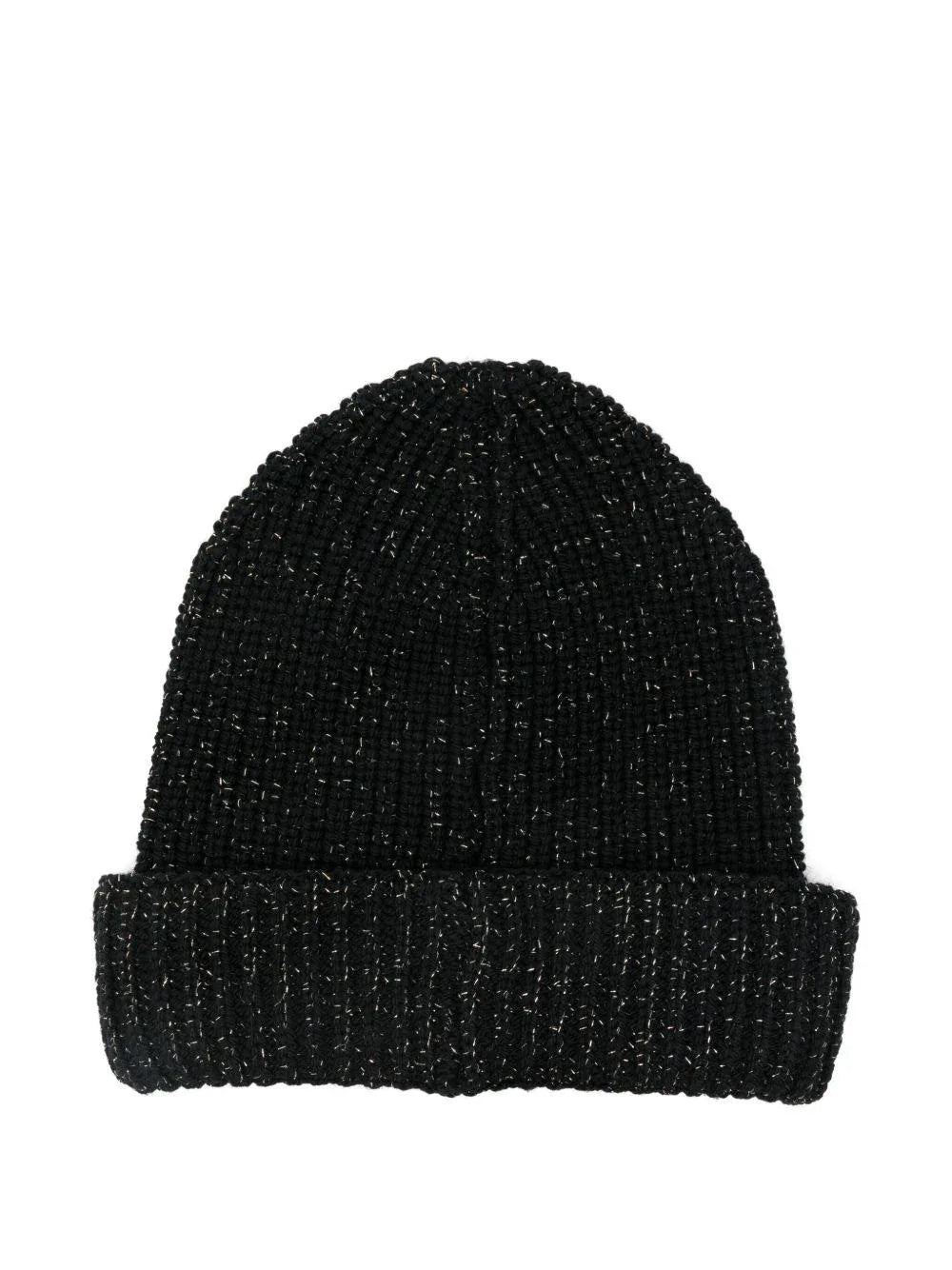 Berretto nero a coste con logo - Preludio Moda
