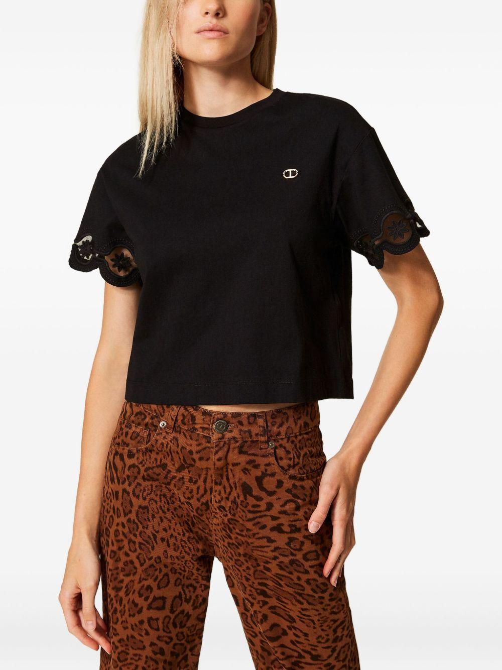 T-shirt Nera con Orlo a s Smerlo 252TP2500 00006 TWINSET
