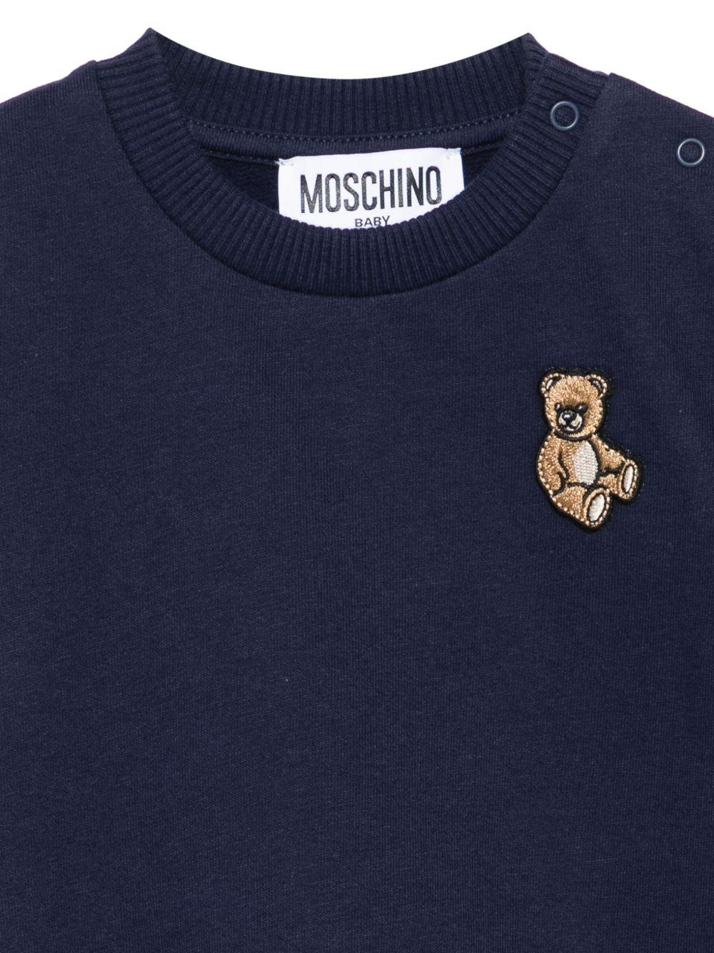 Felpa blu navy con ricamo Teddy Bear MQF060LCA40 40016 MOSCHINO KIDS