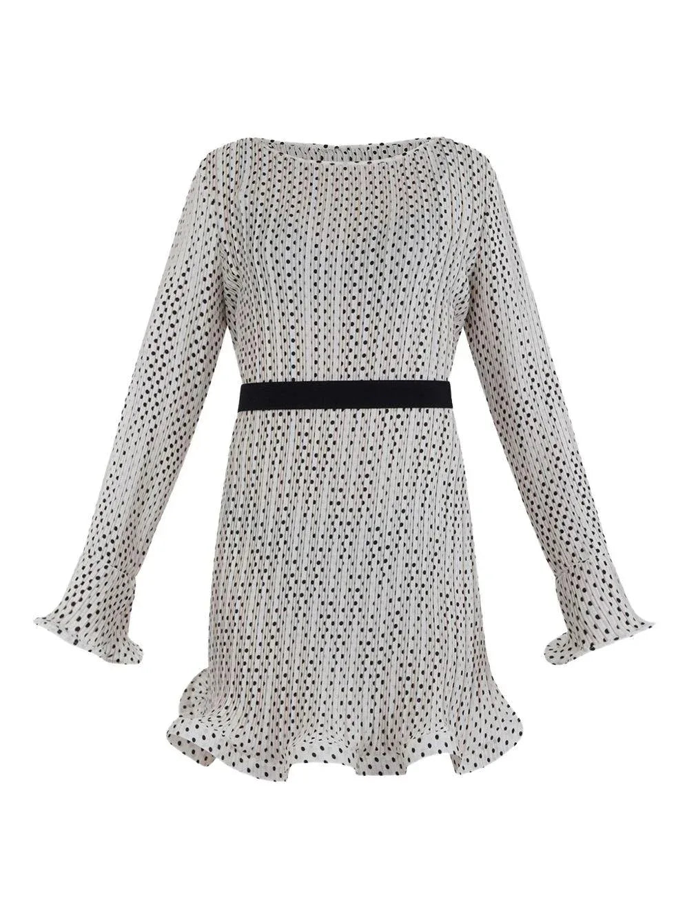 Abito panna con fantasia pois all-over - Preludio Moda