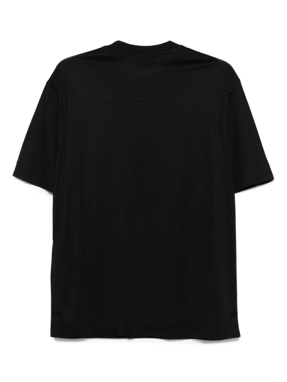 T-shirt nera con taschino e logo ricamato - Preludio Moda