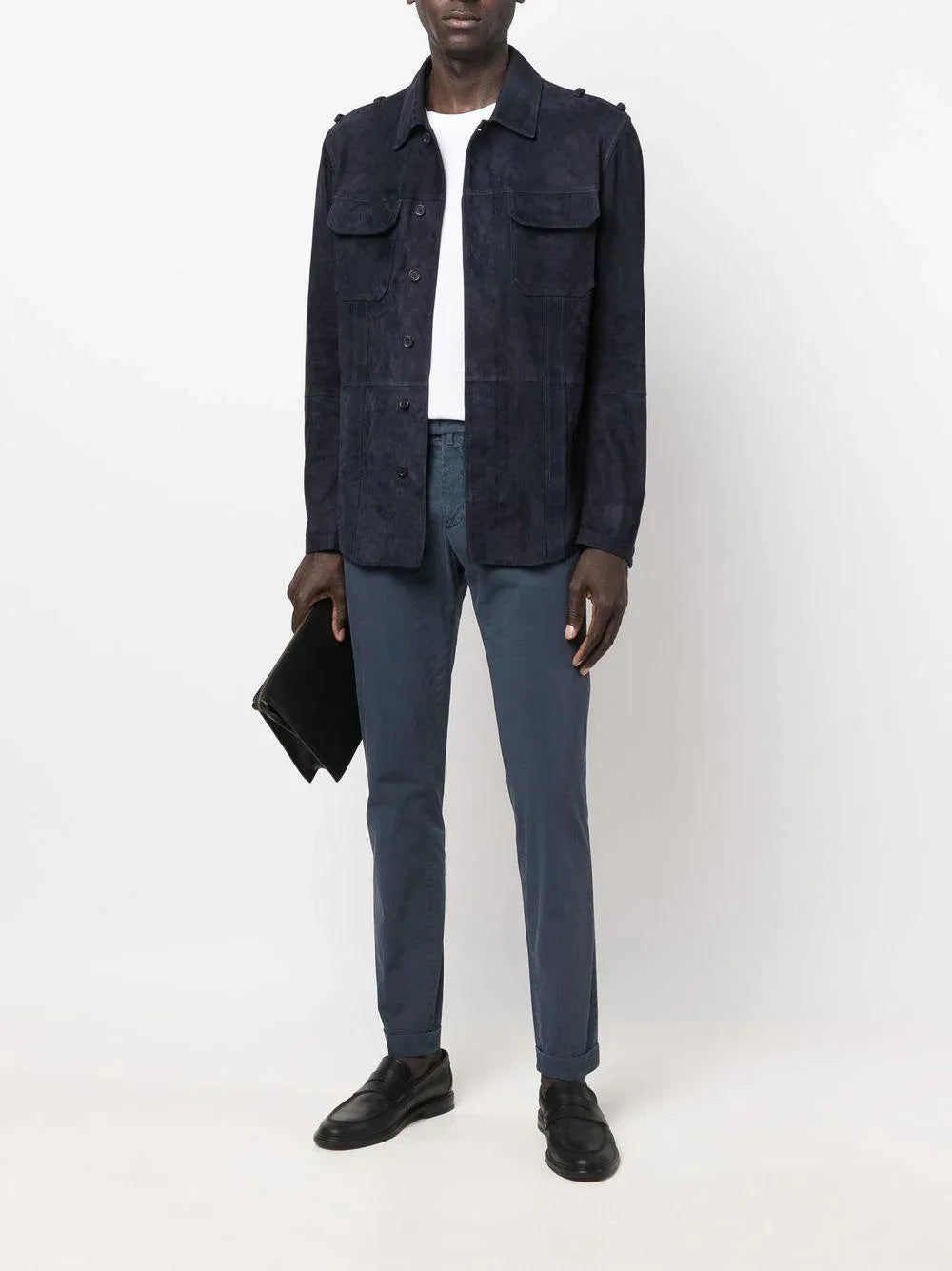 Pantalone in tinta unita cinque tasche blu - Preludio Moda