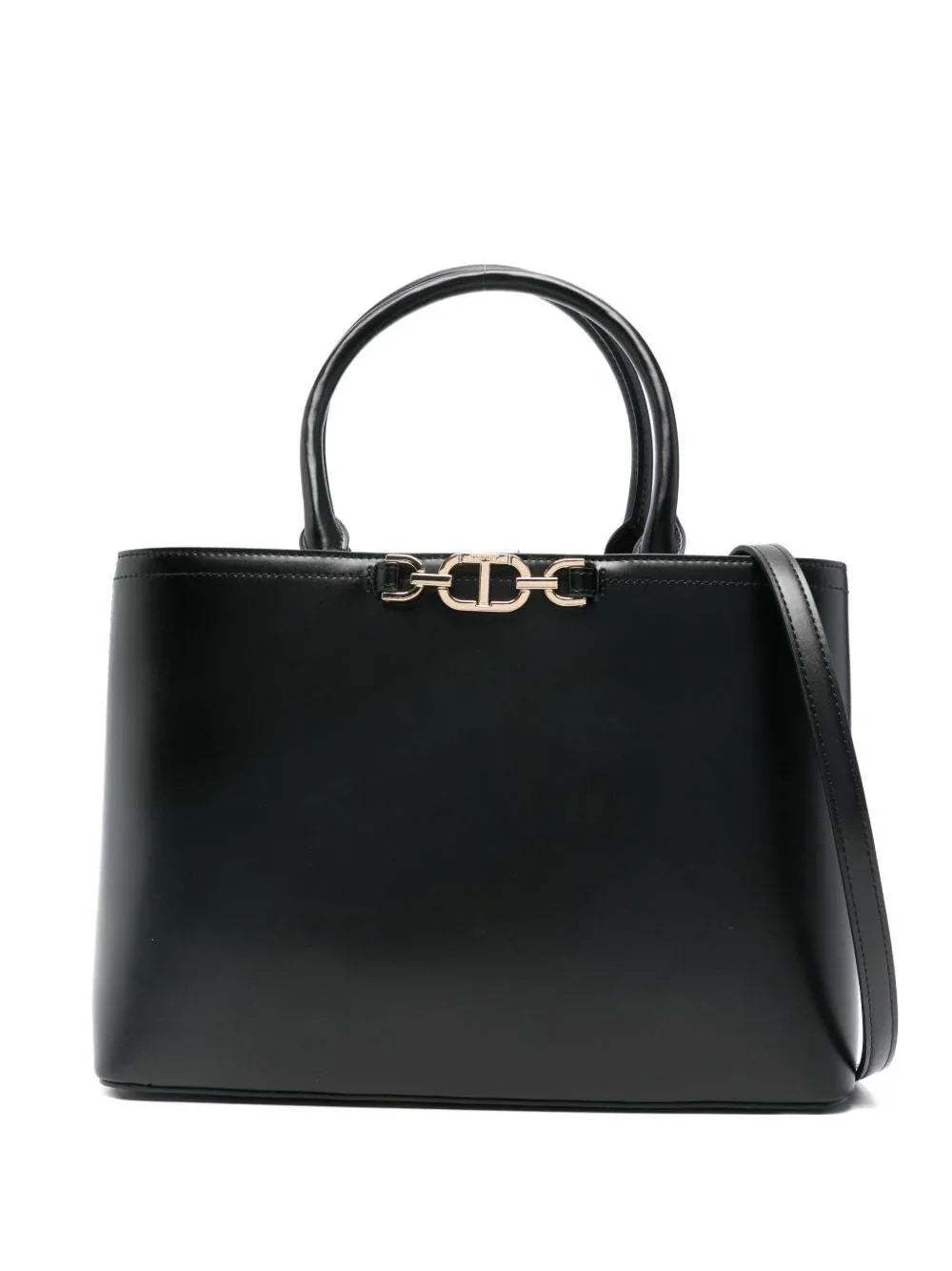 Borsa tote nera con manici e tracolla - Preludio Moda