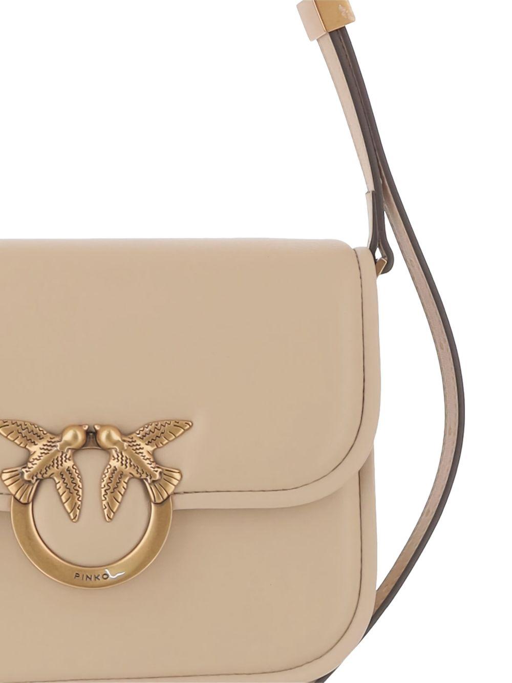 Borsa a spalla Love Birds beige con dettagli dorati 104297A26L C50Q PINKO