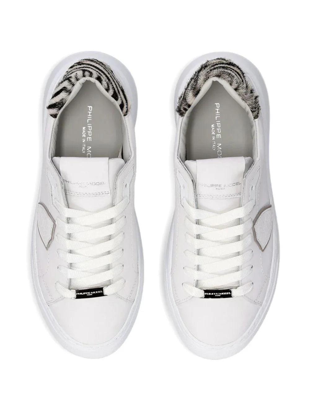 Sneakers Temple bianche con dettaglio zebrato - Preludio Moda