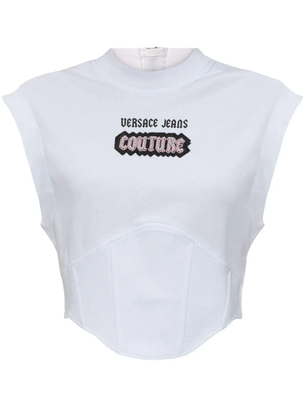 Top bianco stile corpetto logo con perline - Preludio Moda