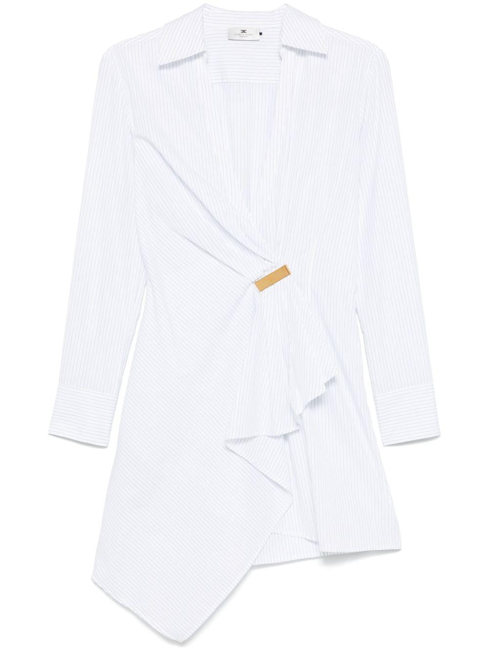 Abito bianco gessato asimmetrico AB72551E2 DL6 ELISABETTA FRANCHI