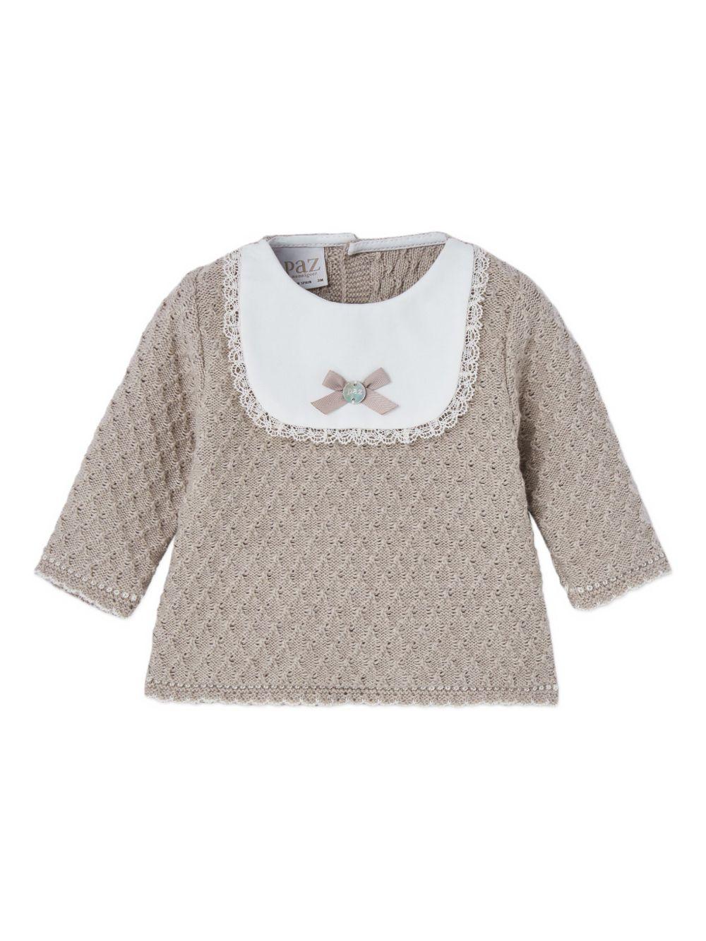Set beige in maglia con pantaloncini stampati 103C123068 6462H94 PAZ RODRIGUEZ KIDS
