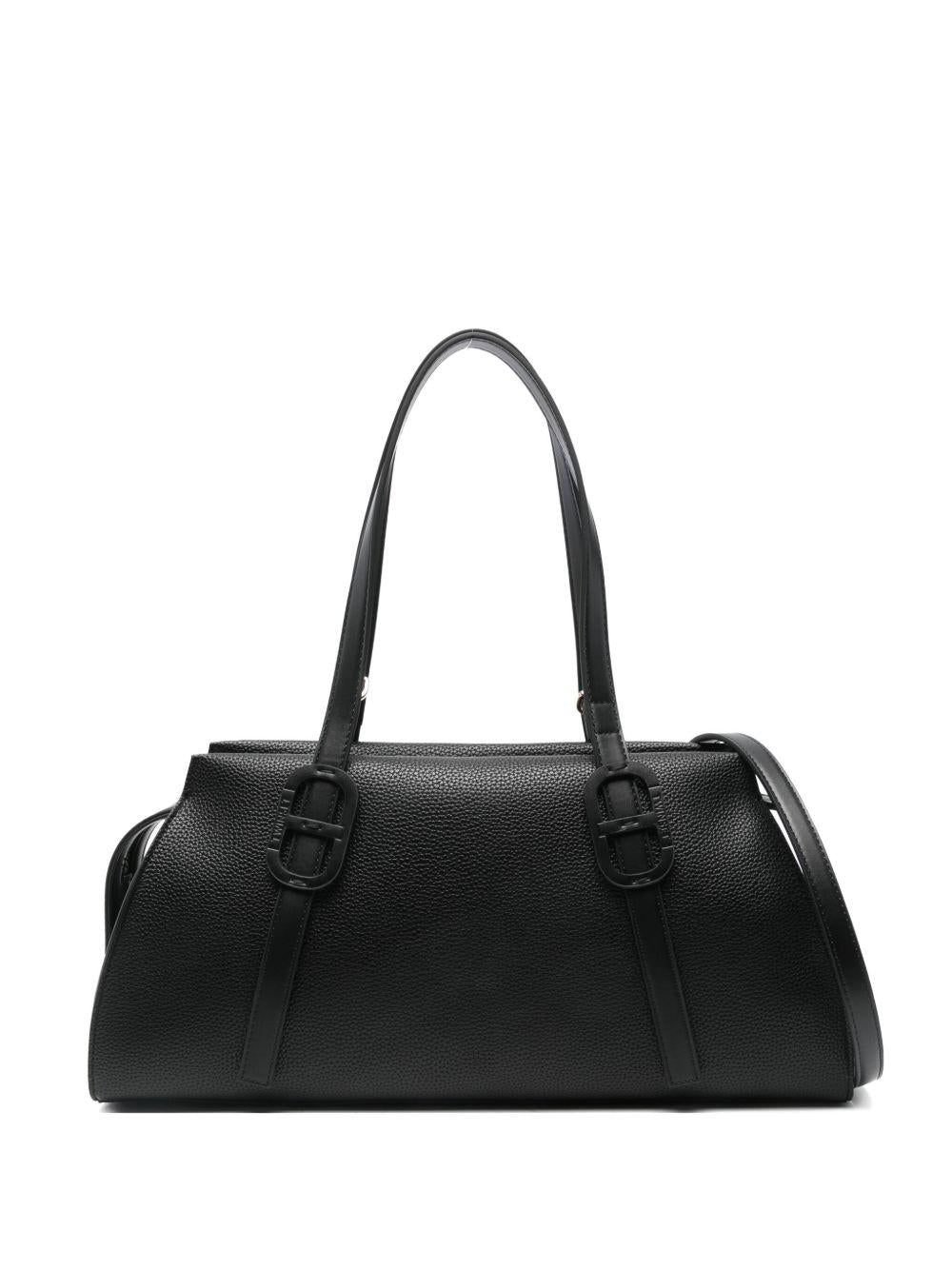 Borsa a spalla nera con zip e dettaglio fibbia 252TD8283 00006 TWINSET