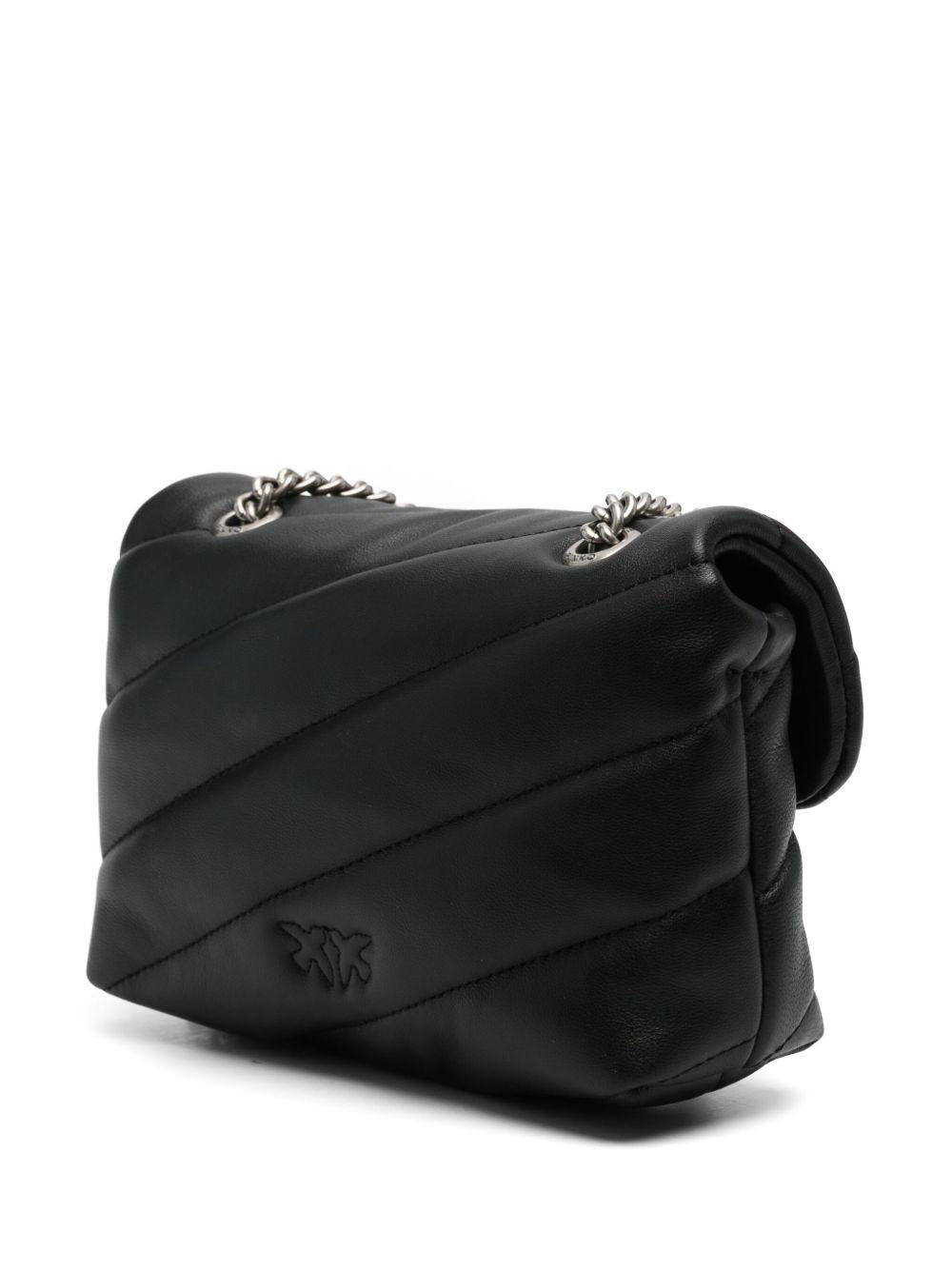 Borsa a Spalla Trapuntata in Pelle Nera con Tracolla a Catena 100040A0F2 Z99O PINKO