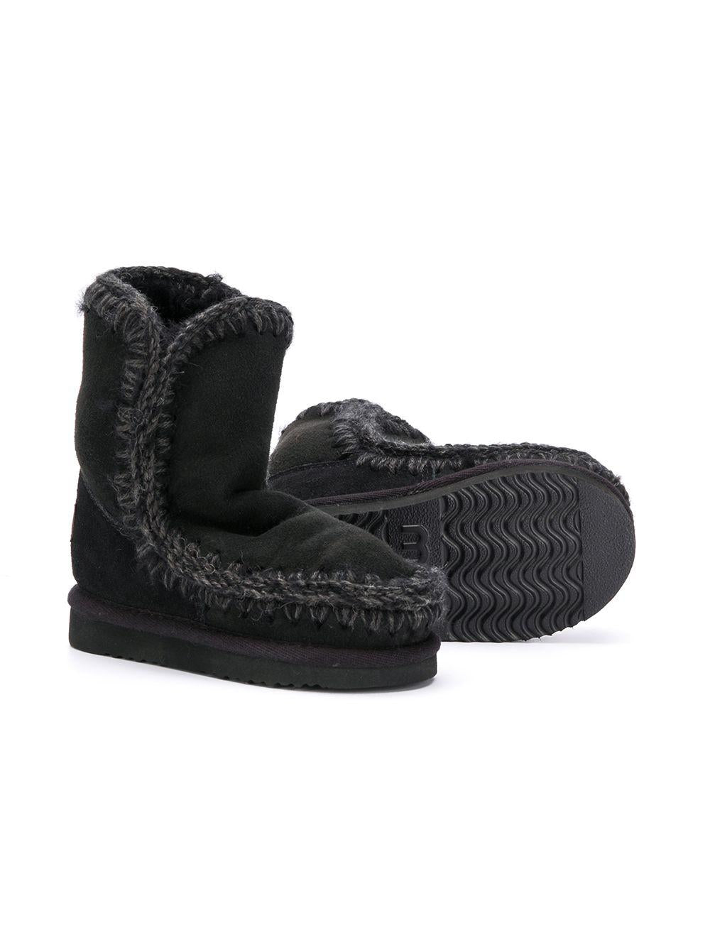 Stivali alla caviglia neri con cuciture a contrasto MUFK101000A BKBK MOU KIDS