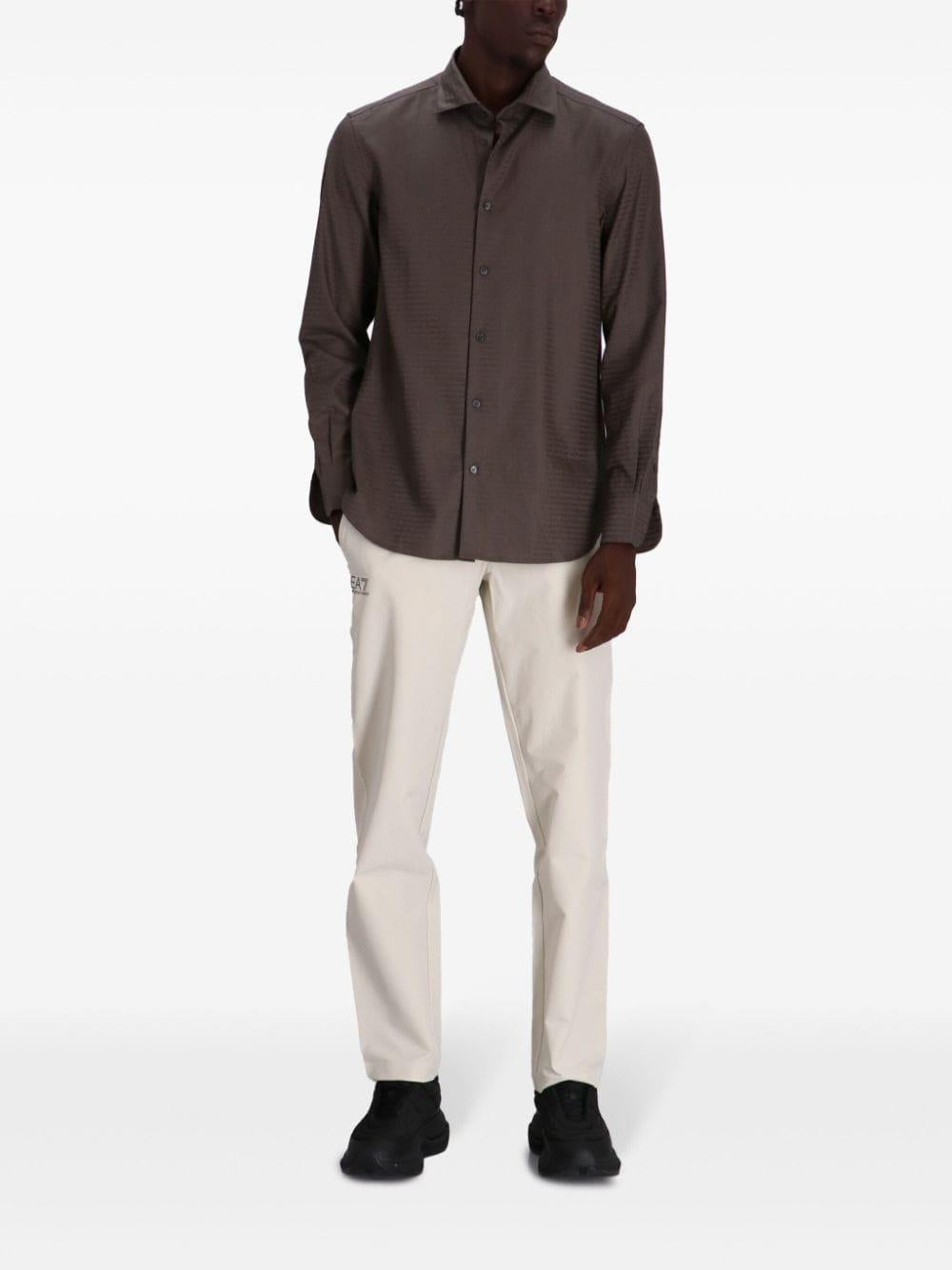 Camicia marrone mini logo all-over