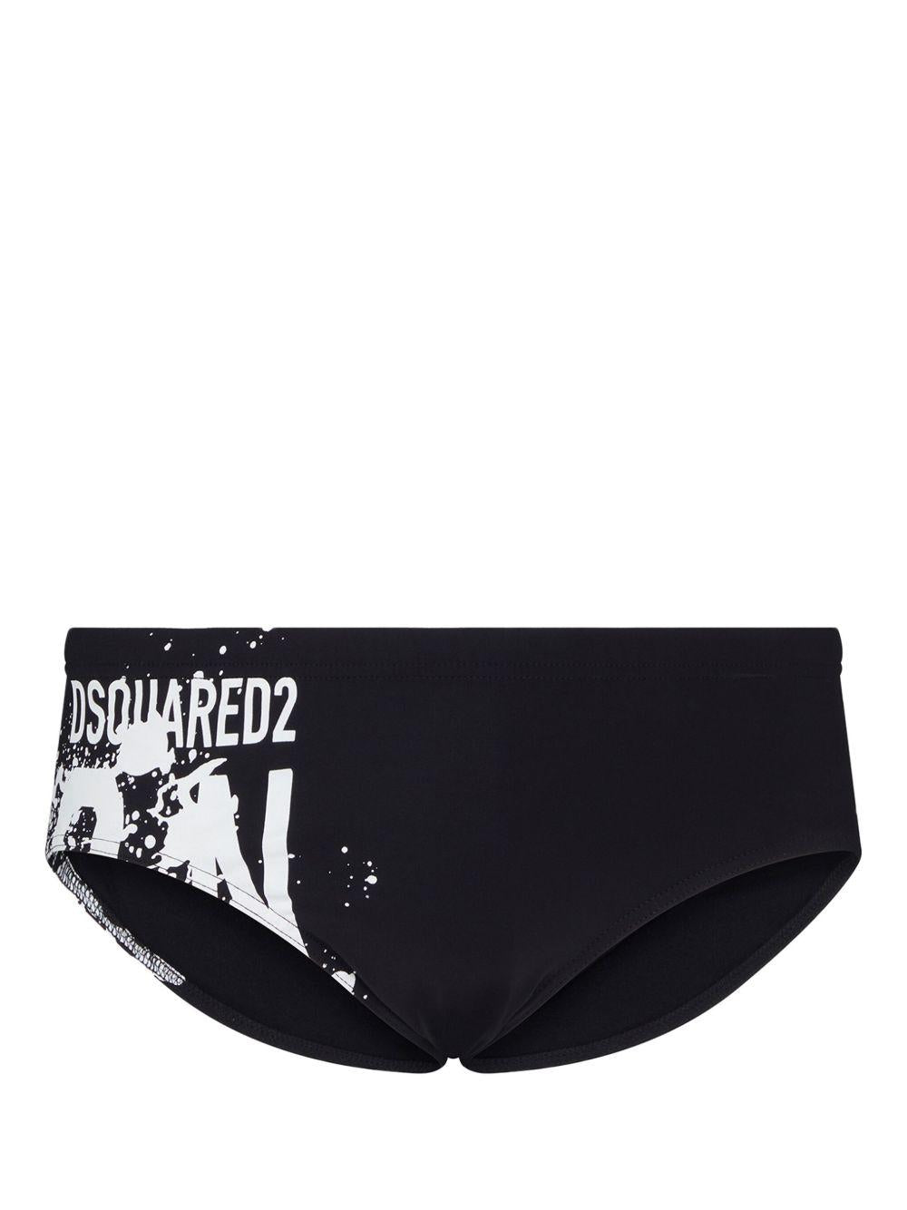 Costume slip icon splash swim brief nero/ bianco D7B2E5410 010 DSQUARED