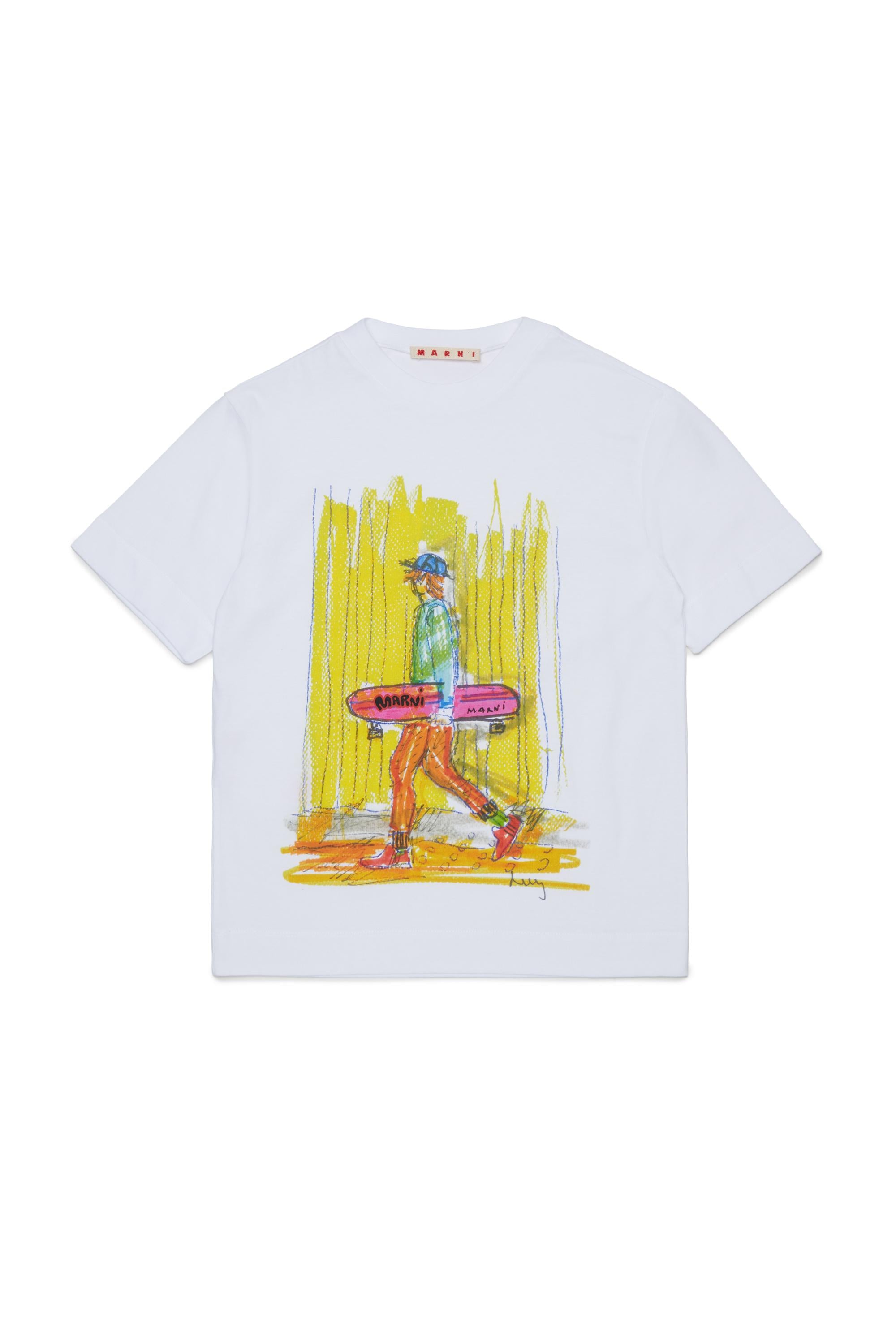 T-shirt Bianco M01947M00L9 0M100 MARNI KIDS