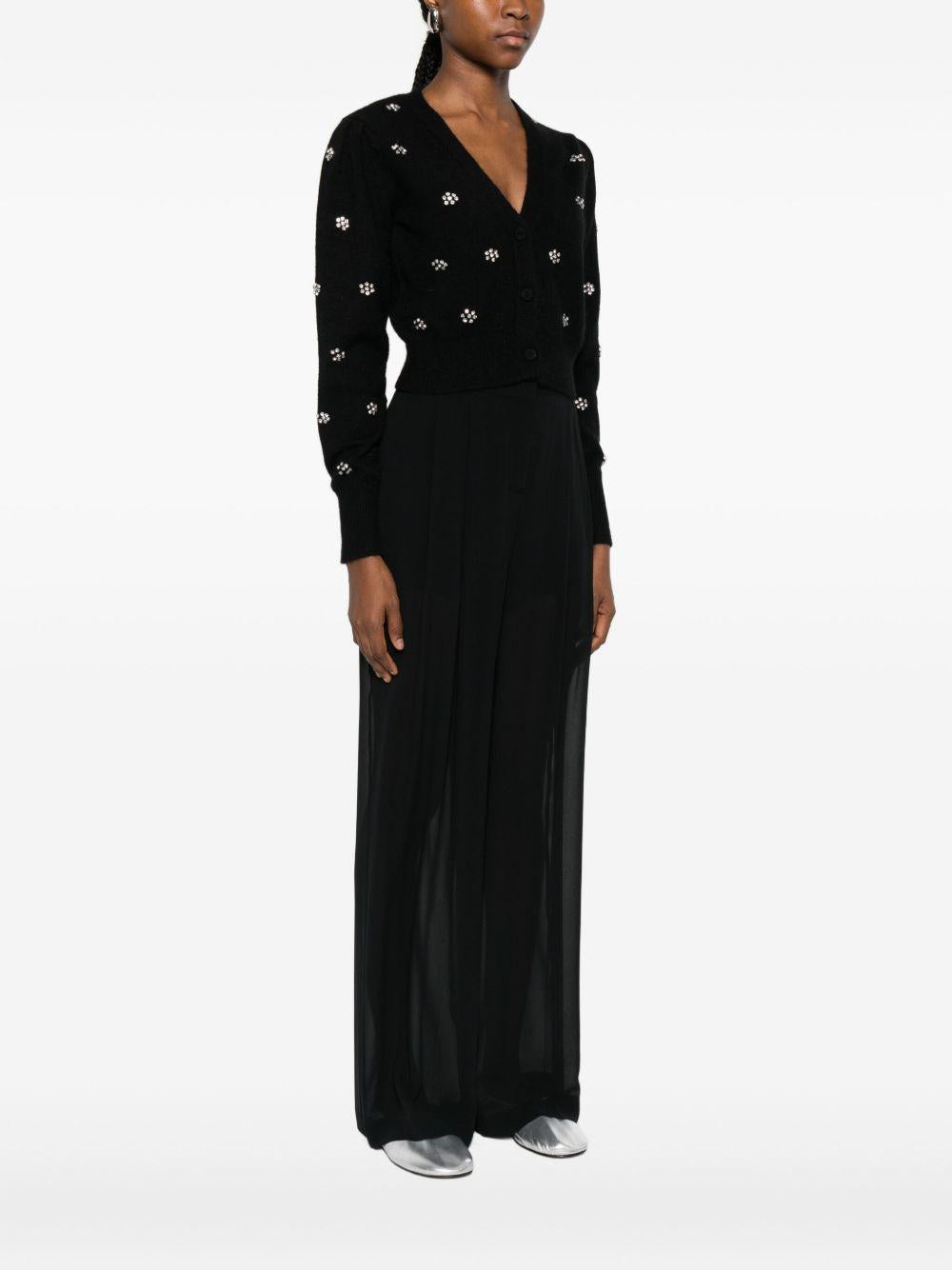 Cardigan nero a motivi floreali con scollo a V 252TT3180 00006 TWINSET