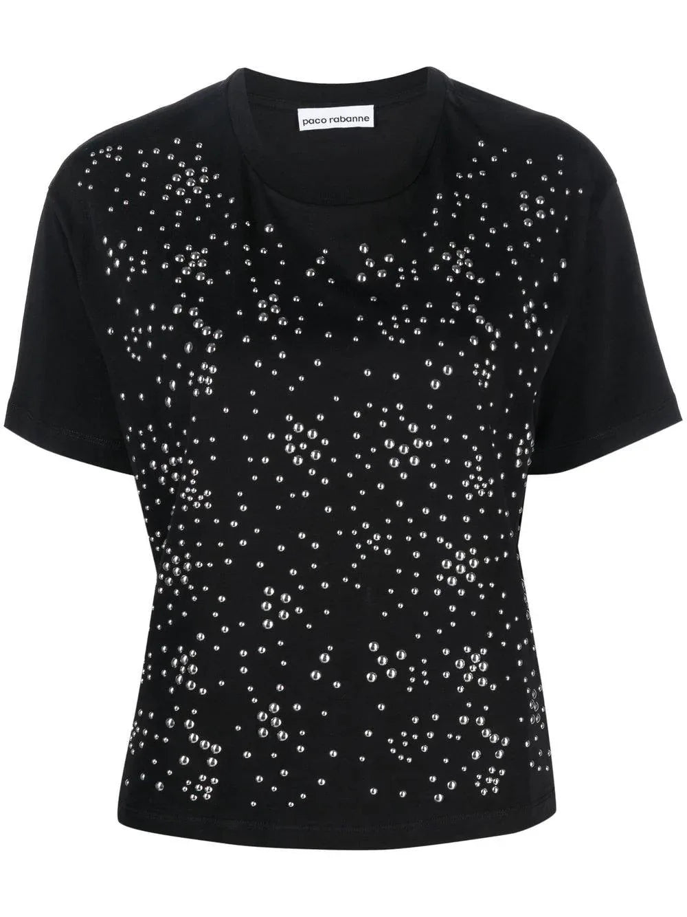 T-shirt nera con borchie tonde - Preludio Moda