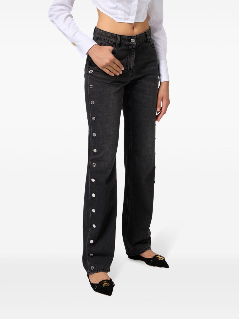 Jeans a gamba ampia nero con bottoni laterali PJ28N46E2 102 ELISABETTA FRANCHI