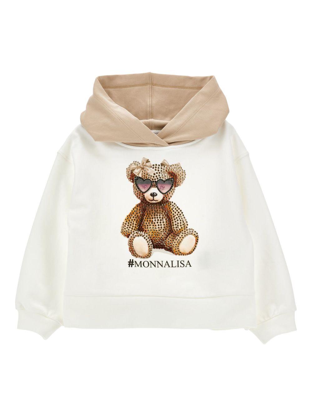 Felpa con Cappuccio e Stampa Orso 19F5006004 0102 MONNALISA KIDS