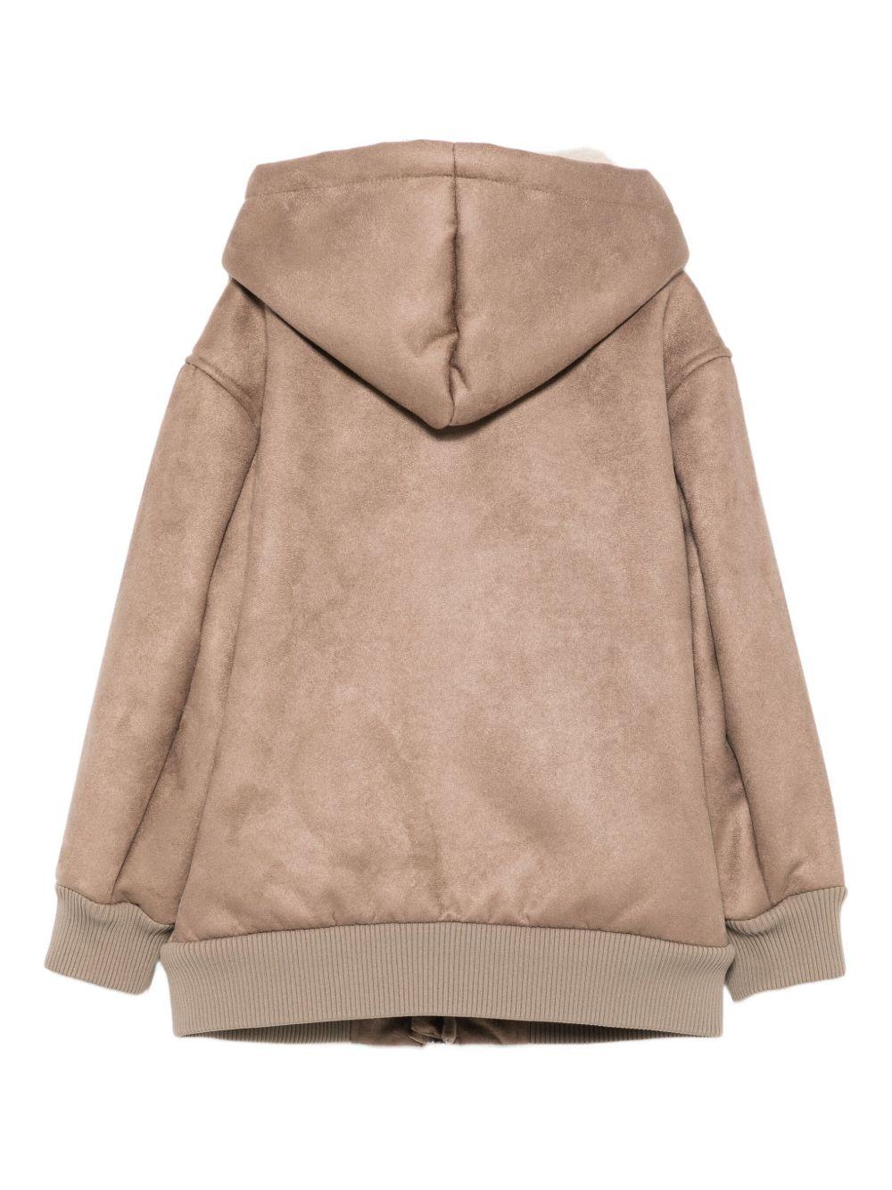 Felpa noce beige con chiusura frontale EB000508AF19524 U6189 EMPORIO ARMANI KIDS