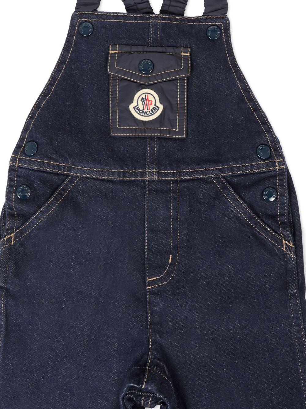 Salopette in Denim con Spalline Incrociate K29512G000045974Q 791 MONCLER KIDS