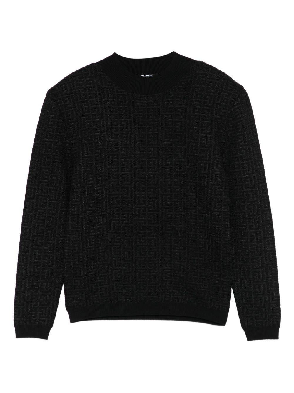 Maglione Nero con Monogramma BX9A20X0121 930 BALMAIN KIDS